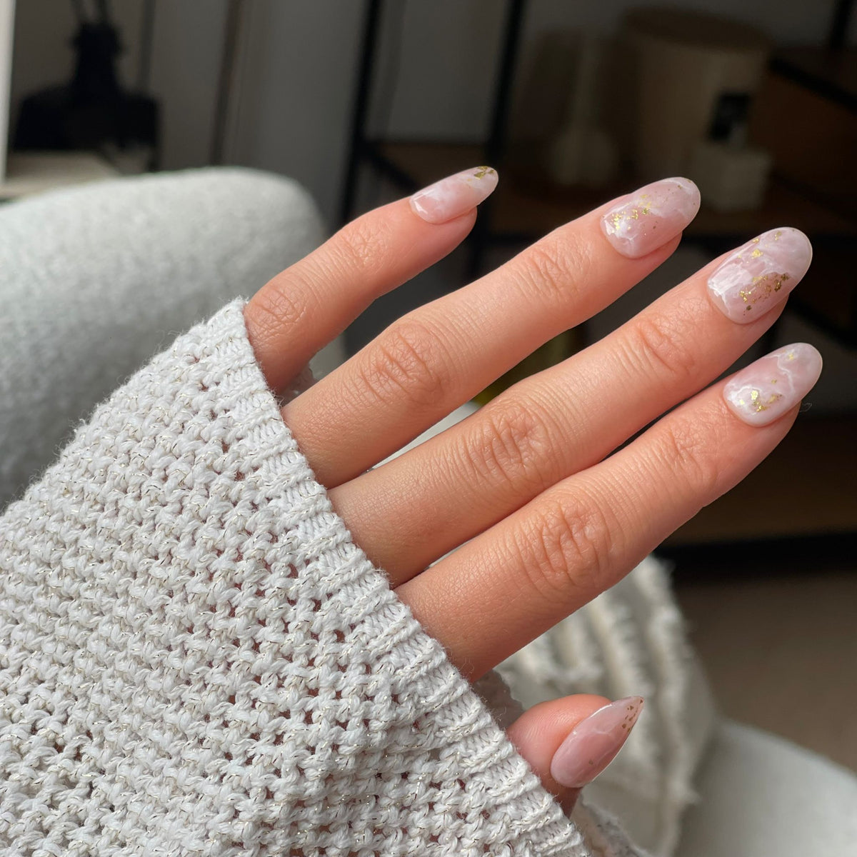 Marble Blush | Håndlavede press-on negle