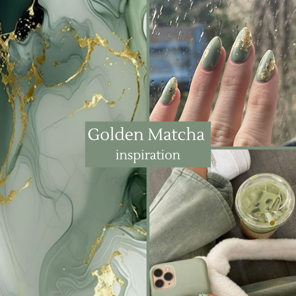 Golden Matcha dip powder